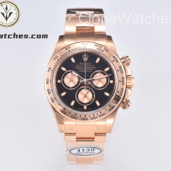 Super Clone Watches – Rolex Daytona Rose Gold Black Dial M116505-78595