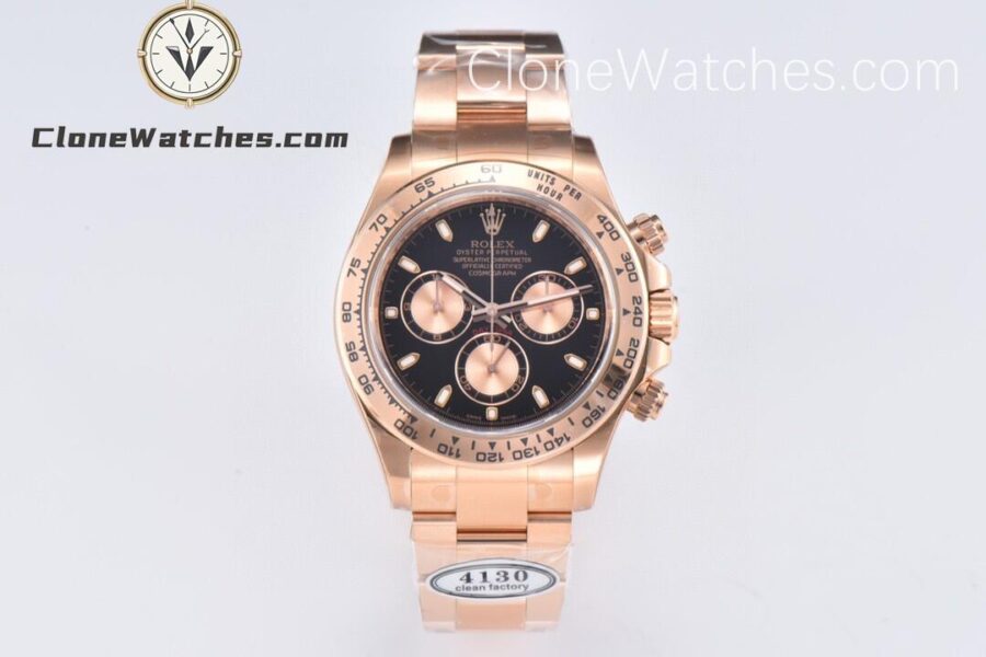 Super Clone Watches – Rolex Daytona Rose Gold Black Dial M116505-78595