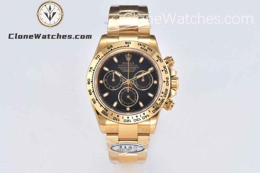 Super Clone Watches – Rolex Daytona 18K Gold Black Dial M116508-0004