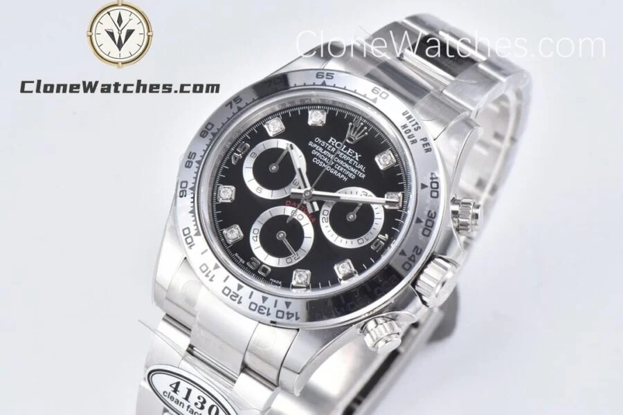 Rolex Super Clone Watches 1:1 Daytona Black Diamond Dial M116508-0014 4130 Movement - Image 6