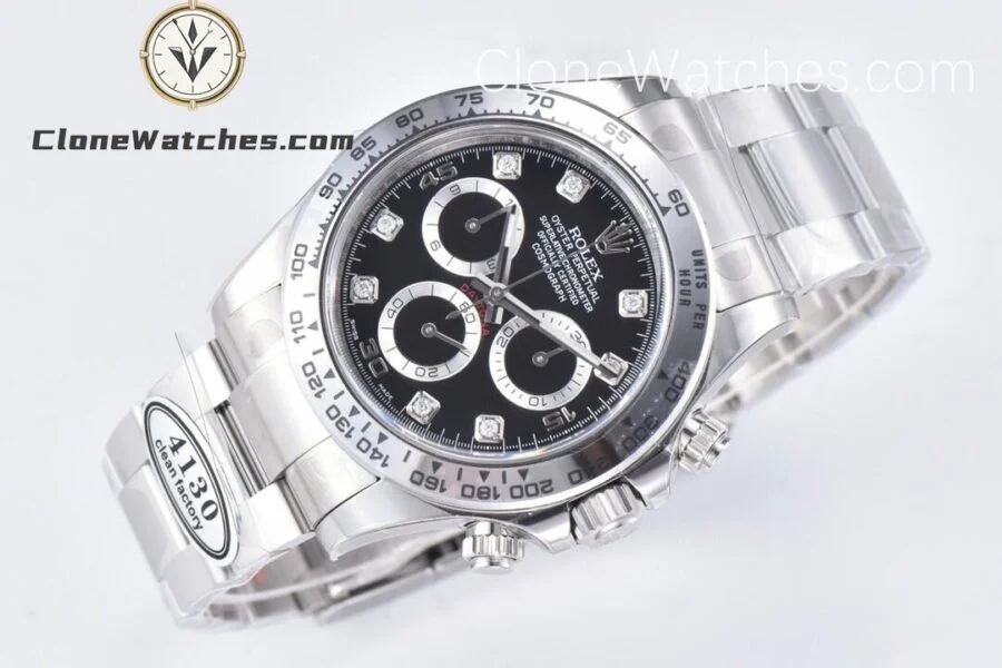 Rolex Super Clone Watches 1:1 Daytona Black Diamond Dial M116508-0014 4130 Movement - Image 4