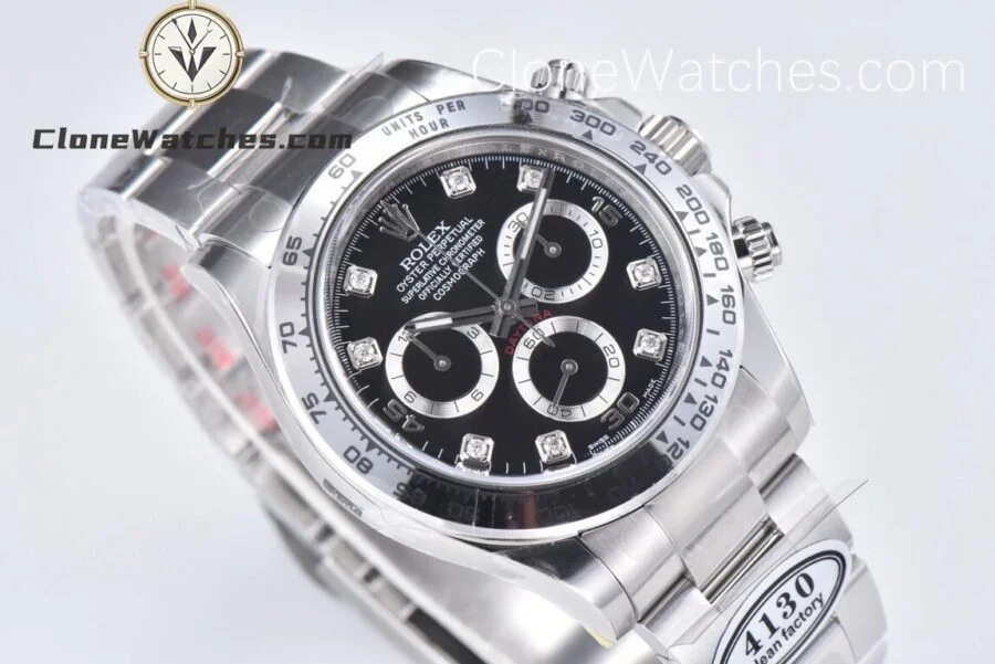 Rolex Super Clone Watches 1:1 Daytona Black Diamond Dial M116508-0014 4130 Movement - Image 2