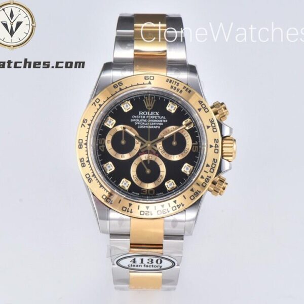 Super Clone Watches – Rolex Daytona Gold Black Diamond Dial M116503-0011