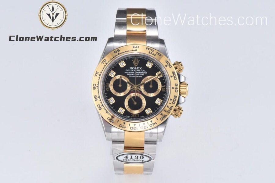 Super Clone Watches – Rolex Daytona Gold Black Diamond Dial M116503-0011