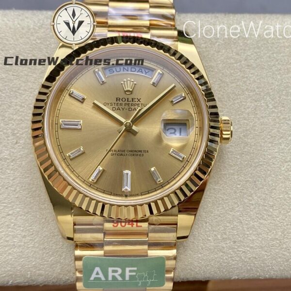 Super Clone Watches – Rolex  Day Date 18K Gold Diamond Dial m228238-0005 Presidential Bracelet