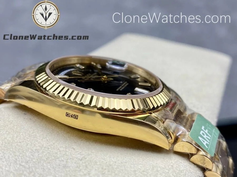 Rolex Super Clone Watches 1:1 Day Date 18K Gold Black Diamond Dial 40mm m228238-0004 3255 Movement - Image 5