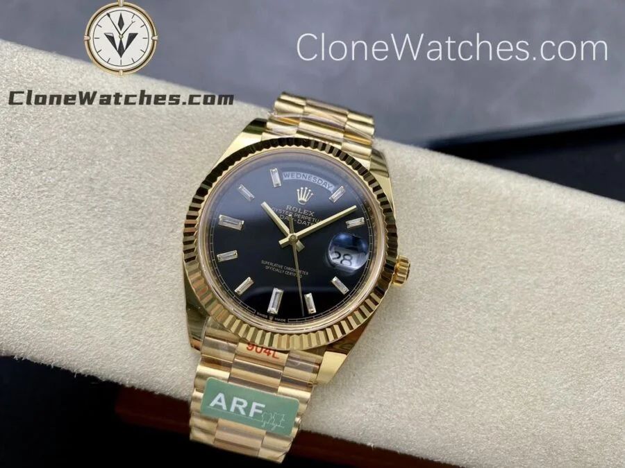 Rolex Super Clone Watches 1:1 Day Date 18K Gold Black Diamond Dial 40mm m228238-0004 3255 Movement - Image 4