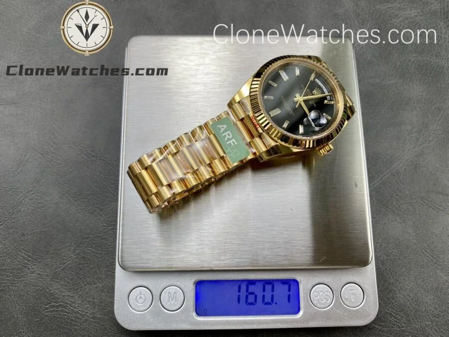 Rolex Super Clone Watches 1:1 Day Date 18K Gold Black Diamond Dial 40mm m228238-0004 3255 Movement - Image 9