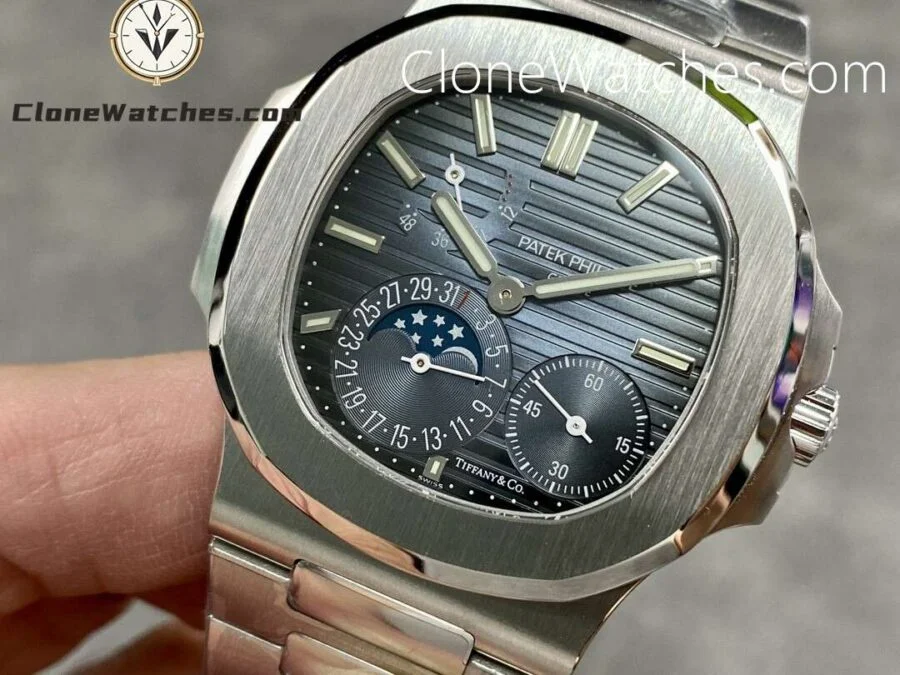 Patek Philippe Super Clone Watches 1:1 Nautilus Moon Phase 5712 Tiffany & Co Blue Dial New Clasp - Image 3