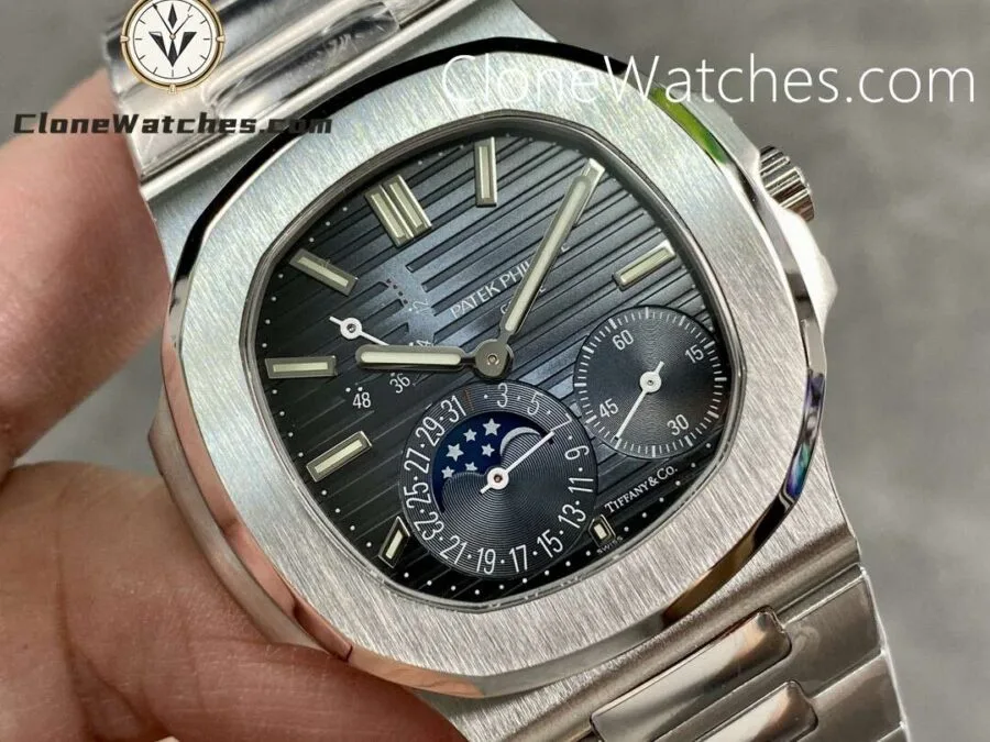 Patek Philippe Super Clone Watches 1:1 Nautilus Moon Phase 5712 Tiffany & Co Blue Dial New Clasp - Image 2