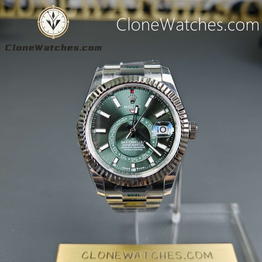 Super Clone Watches – Rolex Sky-Dweller Green Dial  M336934 – Oyster