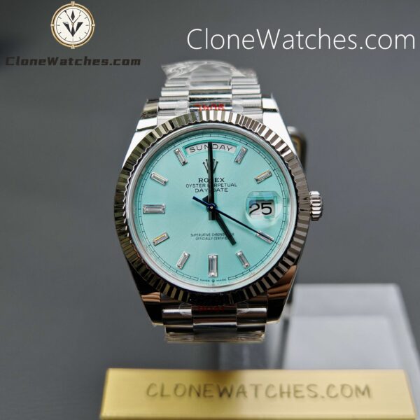 Super Clone Watches – Rolex  Day Date Ice Blue Diamond Dial m228236-006 Presidential Bracelet