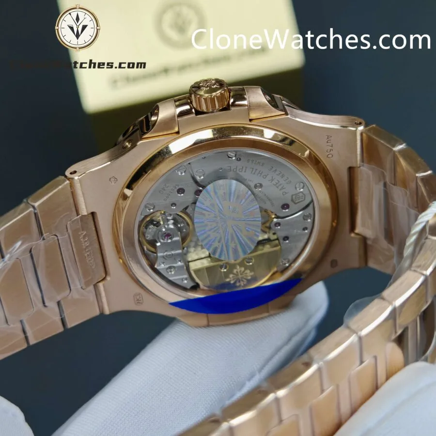 Patek Philippe Super Clone Watches 1:1 Nautilus Moon Phase 18K Rose Gold 5712 Grey Dial New Clasp - Image 7