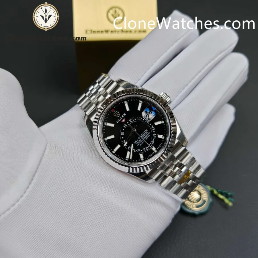 Rolex Super Clone Watches 1:1 Sky Dweller Black Dial Jubilee M336934 9002 Movement - Image 4