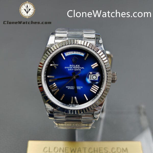 Super Clone Watches – Rolex  Day Date Blue Dial m228239-0076 Presidential Bracelet