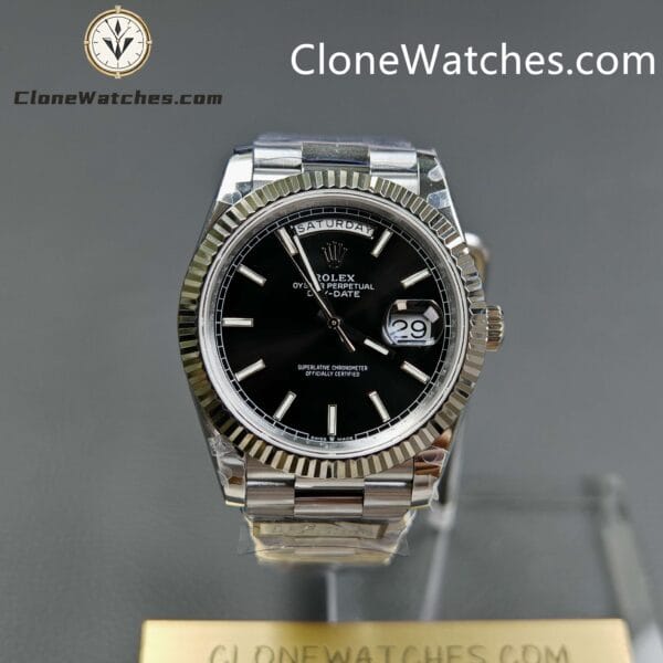 Super Clone Watches – Rolex Day Date Black Dial m228239-0005 Presidential Bracelet