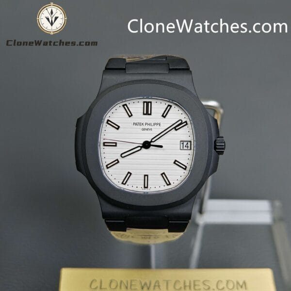 Super Clone Watches – Patek Philippe Nautilus 'Black Venom' Carbon Steel with White Dial