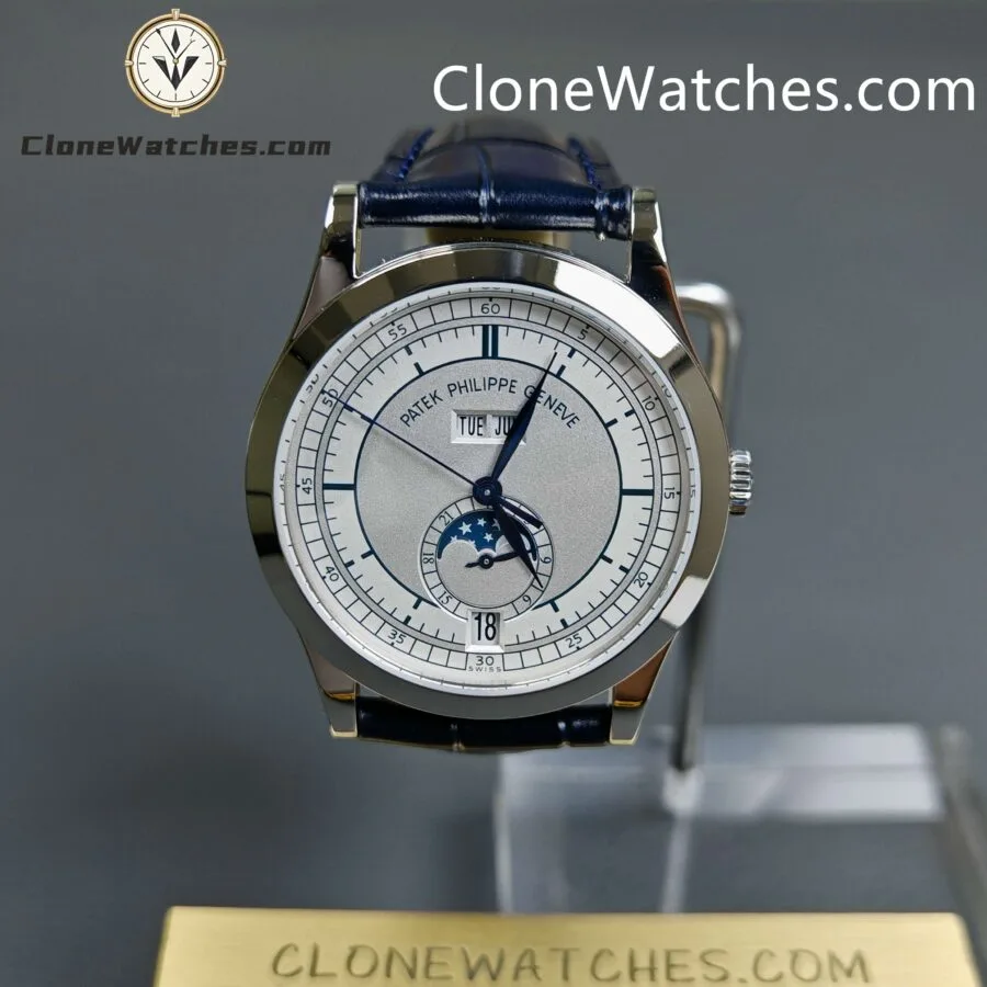 Super Clone Watches – Patek Philippe Annual Calendar Moonphase 5396 White/Blue Dial