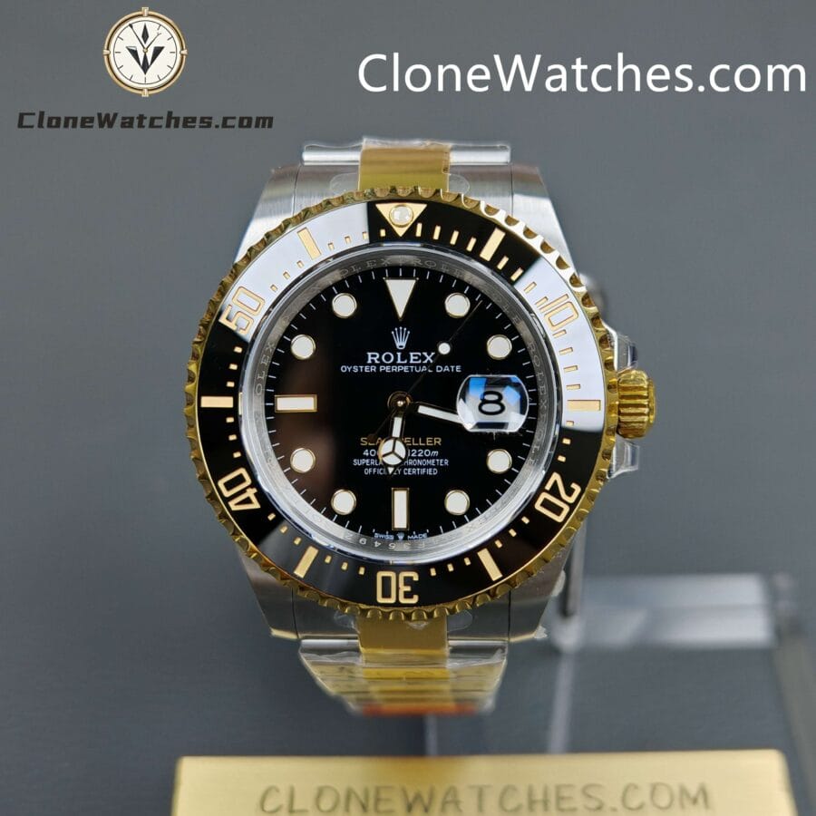 Super Clone Watches – Rolex Sea Dweller Yellow Gold Black Dial M126603 – Oyster