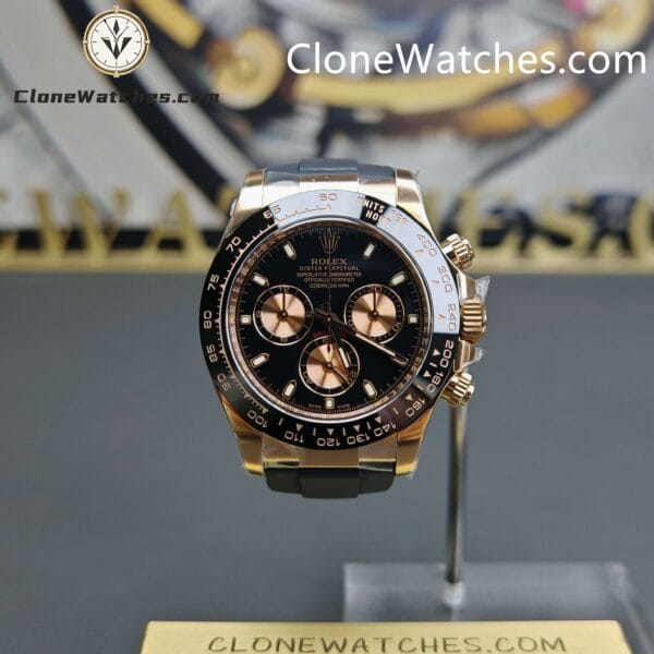 Super Clone Watches – Rolex Daytona 18K Rose Gold Black Dial M116515LN-0012