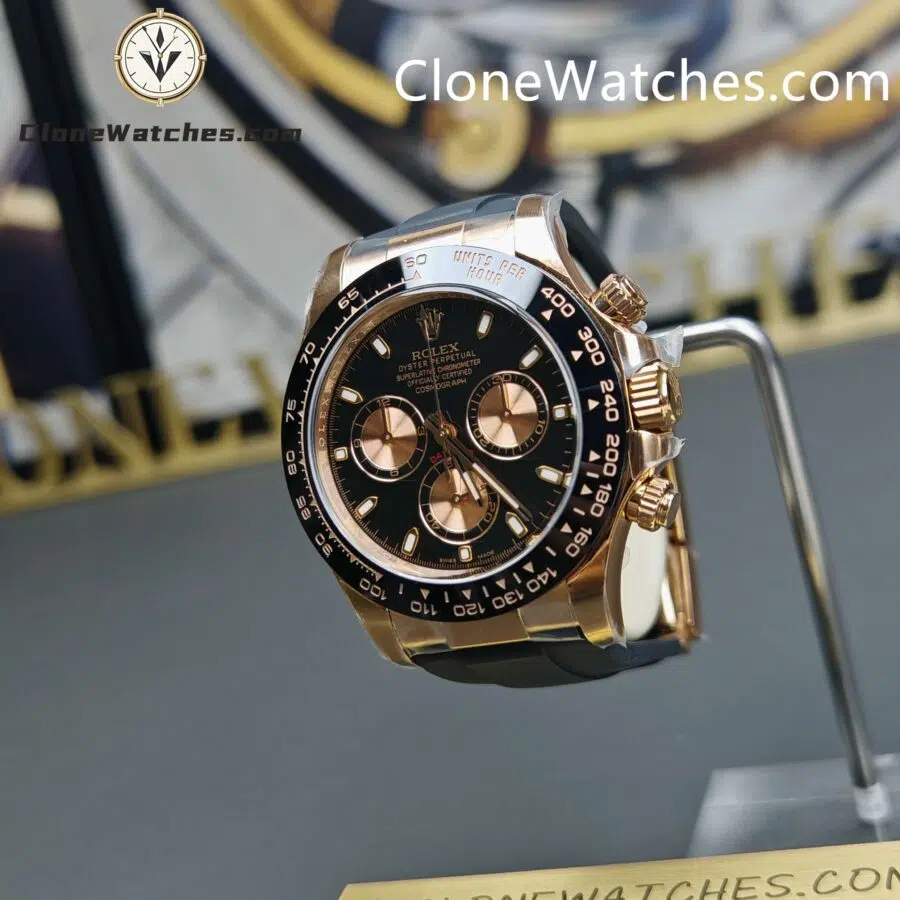 Rolex Super Clone Watches 1:1 Daytona 18K Rose Gold Black Dial M116515LN-0012 4130 Movement - Image 3