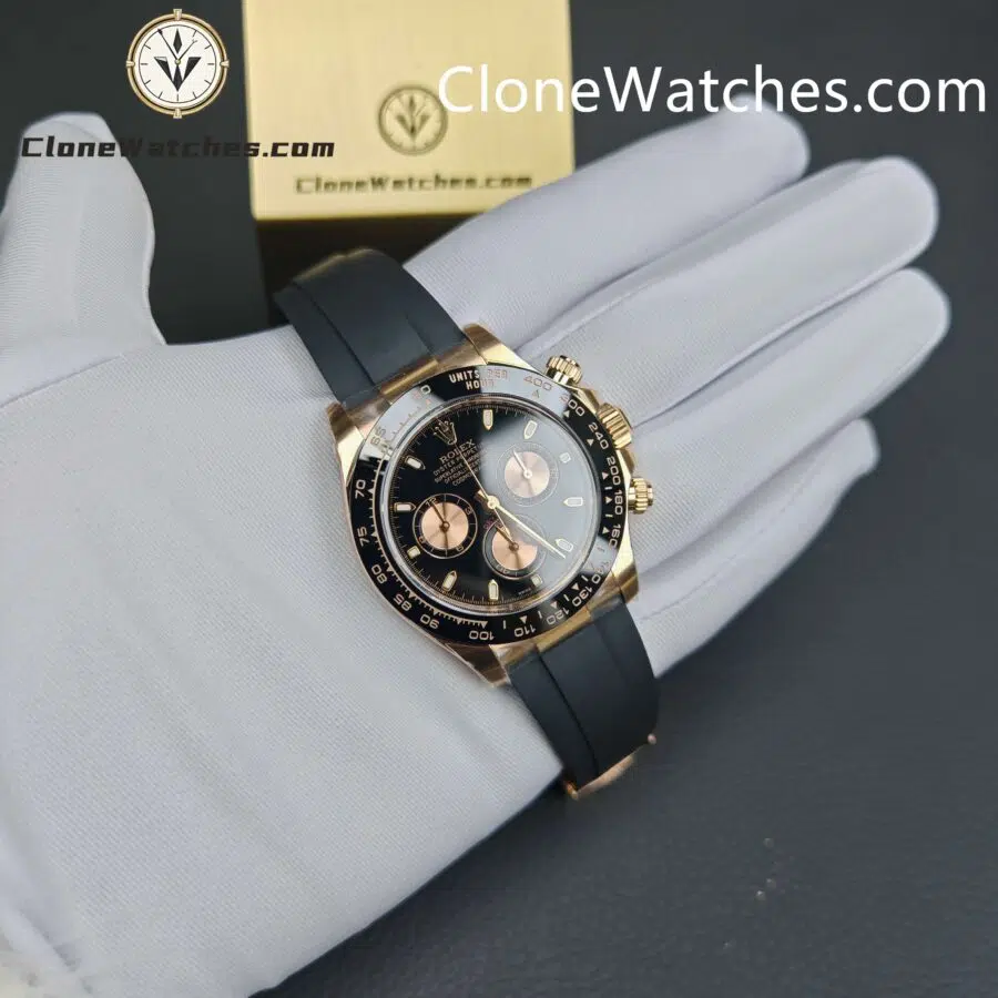 Rolex Super Clone Watches 1:1 Daytona 18K Rose Gold Black Dial M116515LN-0012 4130 Movement - Image 5