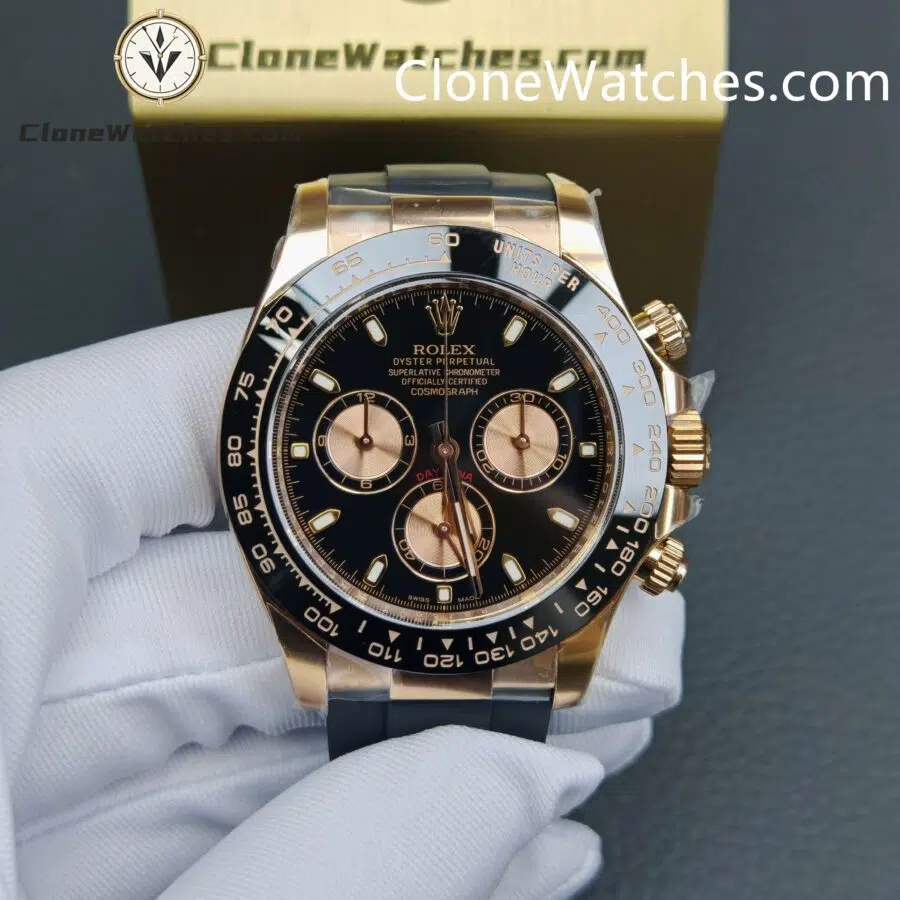 Rolex Super Clone Watches 1:1 Daytona 18K Rose Gold Black Dial M116515LN-0012 4130 Movement - Image 4