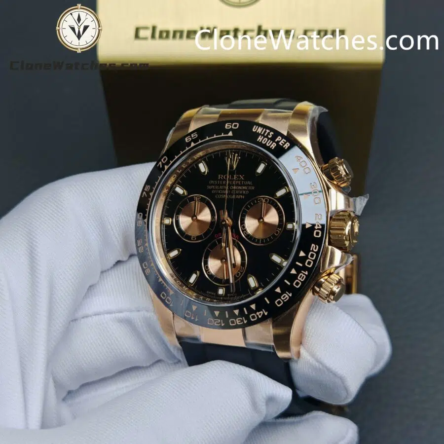 Rolex Super Clone Watches 1:1 Daytona 18K Rose Gold Black Dial M116515LN-0012 4130 Movement - Image 6