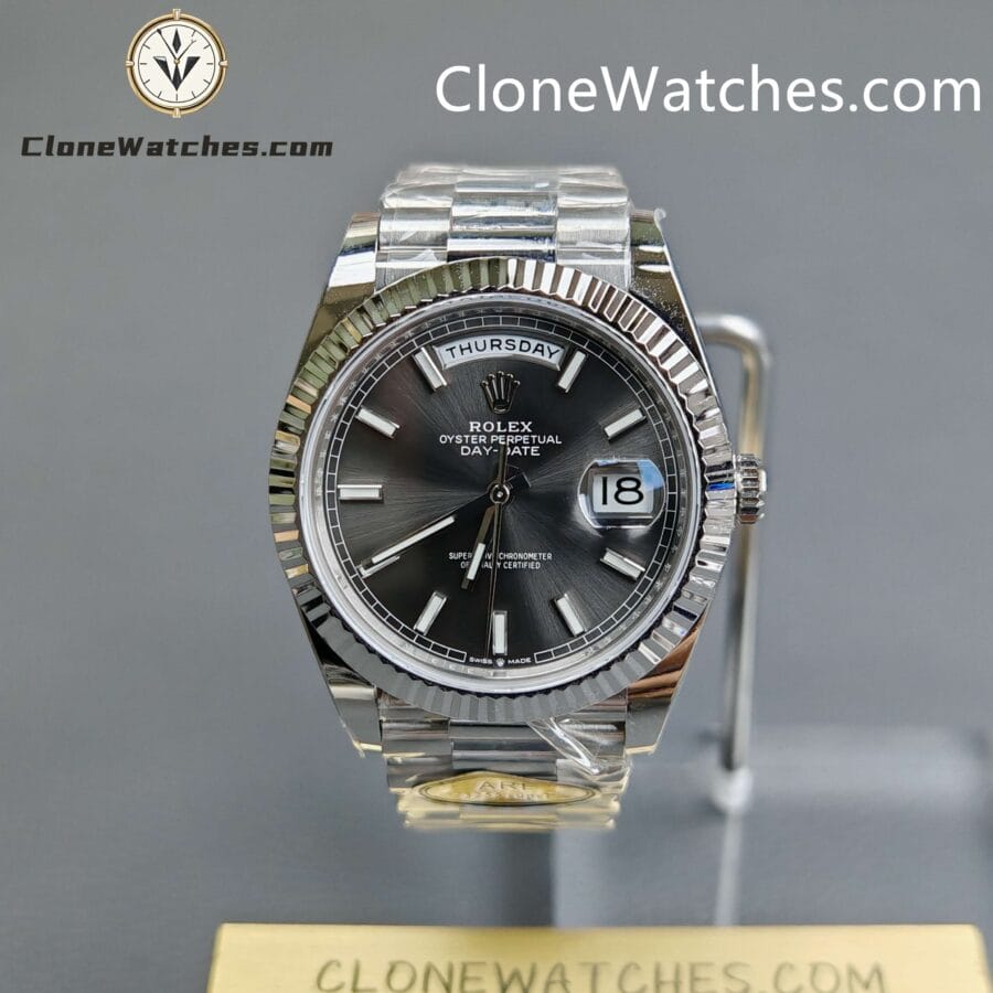 Super Clone Watches – Rolex  Day Date Grey Dial m228239-0060 Presidential Bracelet