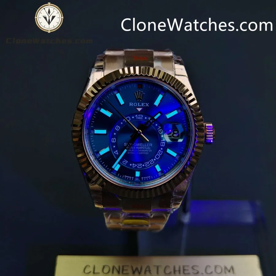 Rolex Super Clone Watches 1:1 Sky Dweller Rose Gold Blue Oyster M336935 9002 Movement - Image 2