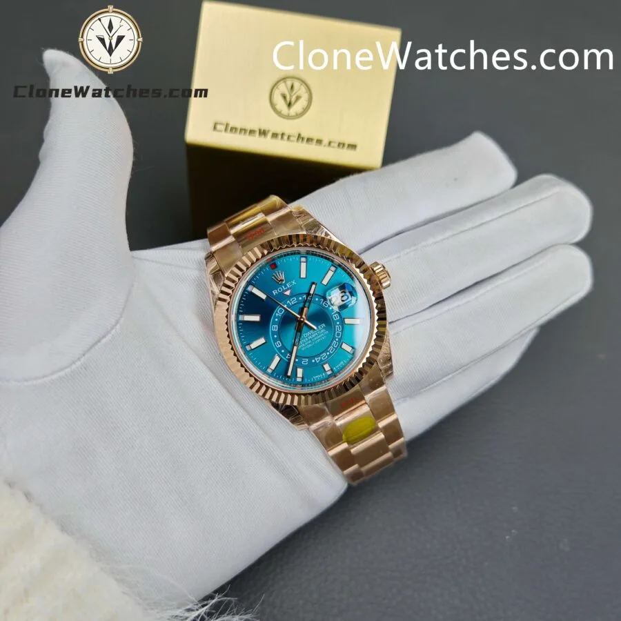 Rolex Super Clone Watches 1:1 Sky Dweller Rose Gold Blue Oyster M336935 9002 Movement - Image 14