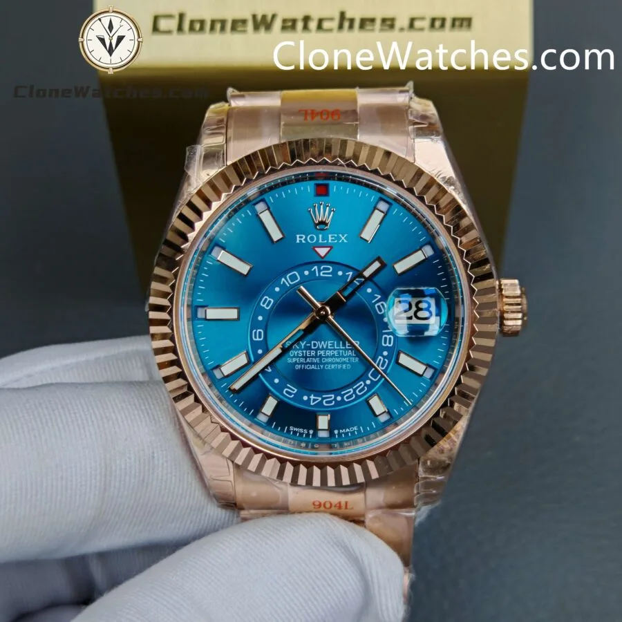 Rolex Super Clone Watches 1:1 Sky Dweller Rose Gold Blue Oyster M336935 9002 Movement - Image 3