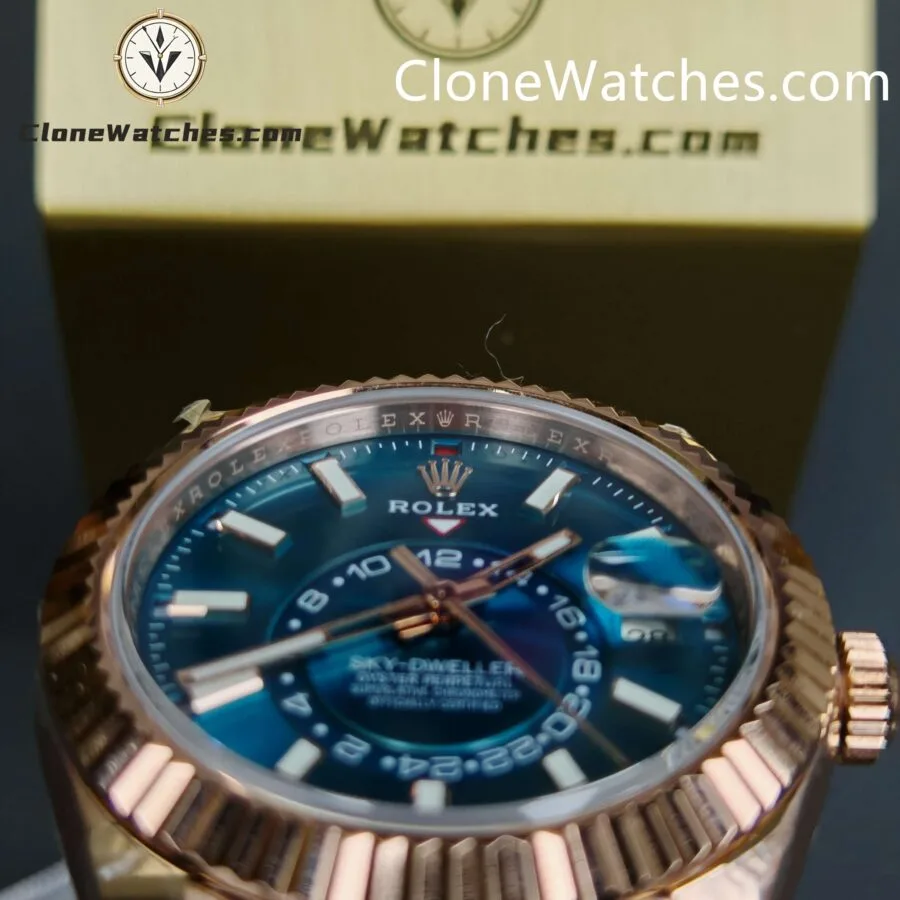 Rolex Super Clone Watches 1:1 Sky Dweller Rose Gold Blue Oyster M336935 9002 Movement - Image 7