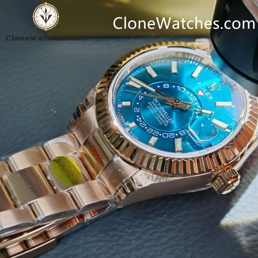 Rolex Super Clone Watches 1:1 Sky Dweller Rose Gold Blue Oyster M336935 9002 Movement - Image 5