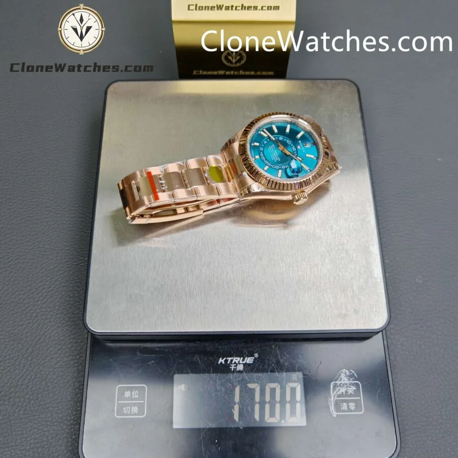 Rolex Super Clone Watches 1:1 Sky Dweller Rose Gold Blue Oyster M336935 9002 Movement - Image 15