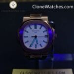 Patek Philippe Super Clone Watches 1:1 Nautilus 5711/1R White Dial Brown Rubber Strap - Image 2