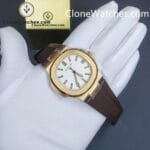 Patek Philippe Super Clone Watches 1:1 Nautilus 5711/1R White Dial Brown Rubber Strap - Image 6