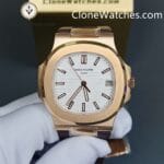 Patek Philippe Super Clone Watches 1:1 Nautilus 5711/1R White Dial Brown Rubber Strap - Image 4