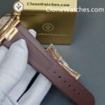 Patek Philippe Super Clone Watches 1:1 Nautilus 5711/1R White Dial Brown Rubber Strap - Image 9