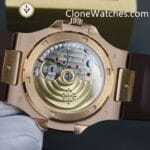 Patek Philippe Super Clone Watches 1:1 Nautilus 5711/1R White Dial Brown Rubber Strap - Image 10