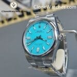 Rolex Super Clone Watches 1:1 Oyster Perpetual Turquoise Blue Dial 41mm M124300 3230 Movement - Image 3