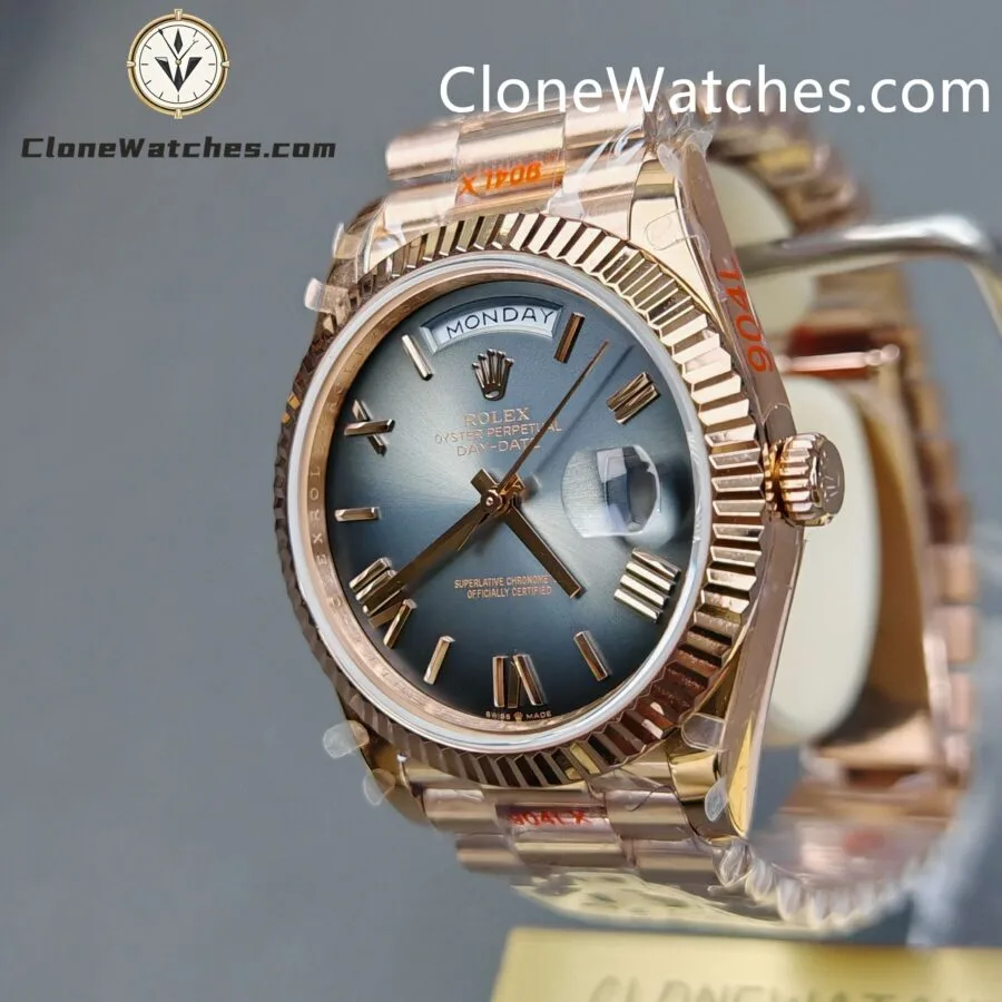 Rolex Super Clone Watches 1:1 Day Date 18K Rose Gold Grey Roman Dial 40mm m228235-0055 3255 Movement - Image 2