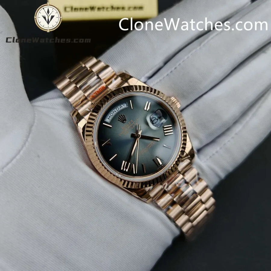 Rolex Super Clone Watches 1:1 Day Date 18K Rose Gold Grey Roman Dial 40mm m228235-0055 3255 Movement - Image 5