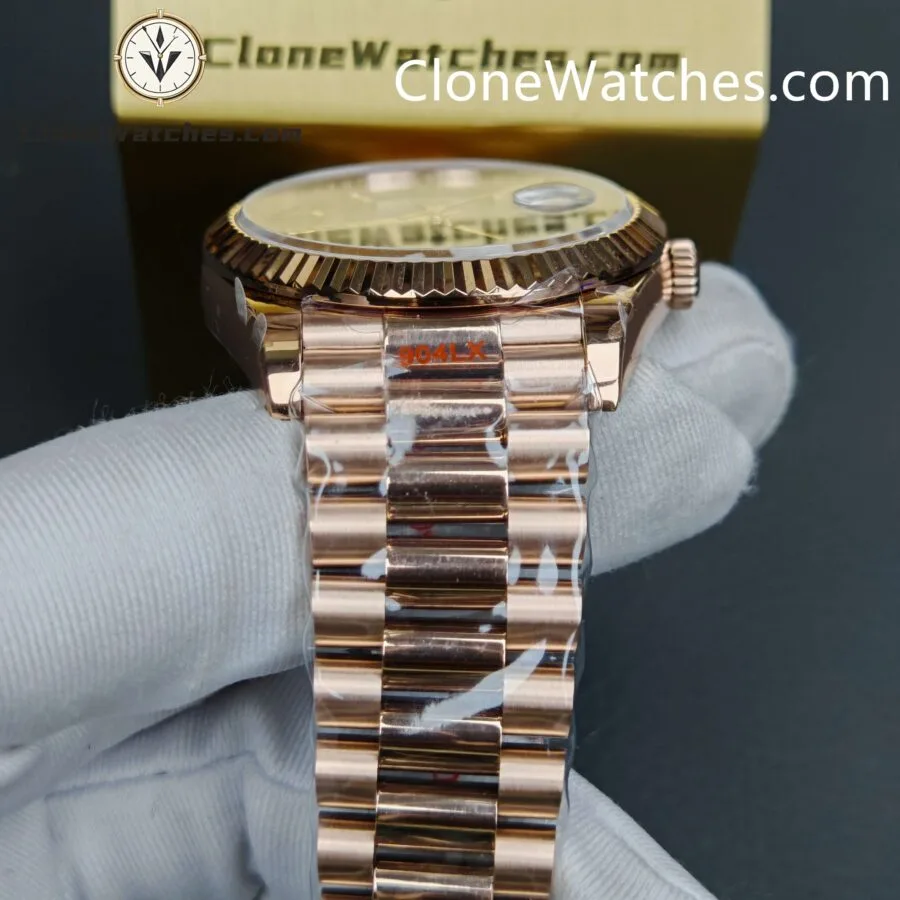 Rolex Super Clone Watches 1:1 Day Date 18K Rose Gold Grey Roman Dial 40mm m228235-0055 3255 Movement - Image 13