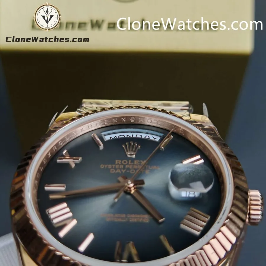 Rolex Super Clone Watches 1:1 Day Date 18K Rose Gold Grey Roman Dial 40mm m228235-0055 3255 Movement - Image 7