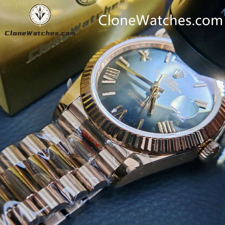 Rolex Super Clone Watches 1:1 Day Date 18K Rose Gold Grey Roman Dial 40mm m228235-0055 3255 Movement - Image 6