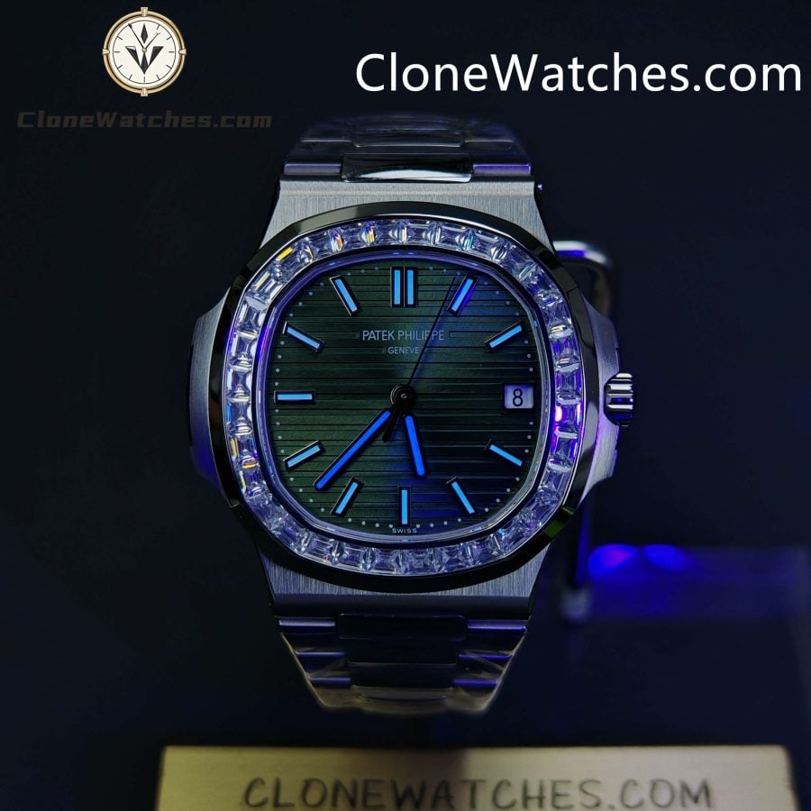 Patek Philippe Super Clone Watches 1:1 Nautilus 5711 Green Dial Diamond Bezel - Image 2