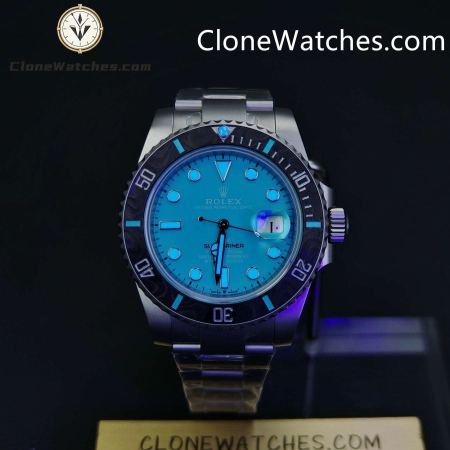 Rolex Super Clone Watches 1:1 DIW Aquamarine Tiffany Blue Dial Submariner Carbon Bezel 3135 Movement - Image 2