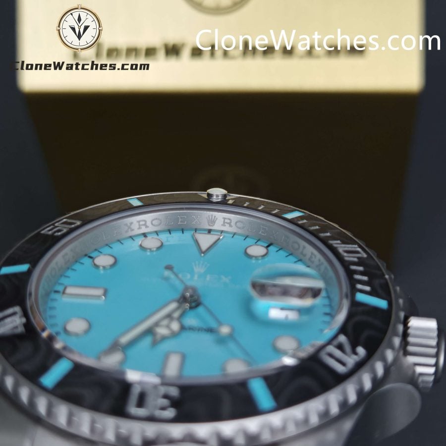 Rolex Super Clone Watches 1:1 DIW Aquamarine Tiffany Blue Dial Submariner Carbon Bezel 3135 Movement - Image 7