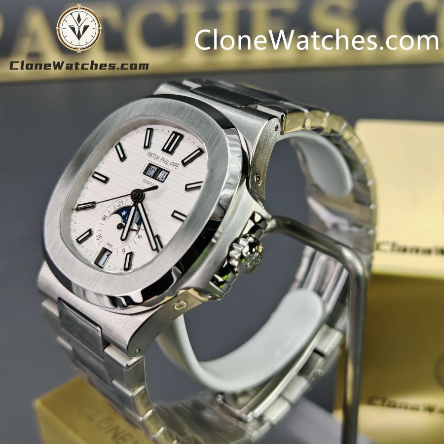 Patek Philippe Super Clone Watches 1:1 Nautilus 5726 Annual Calendar White Dial - Image 3